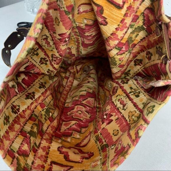 Handmade Upcycled Material & Leather Southwest Crossbody Bag - Picture 11 of 13